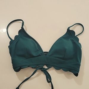 Hunter Green Scolloped Bikini Top Sz S
